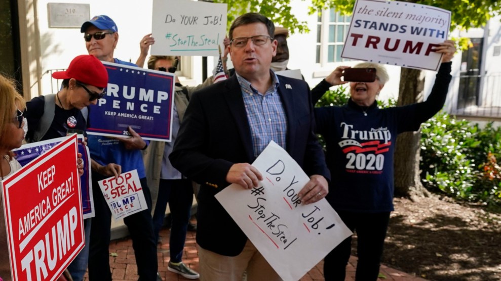 Ed Martin at a November 5, 2020 "Stop the Steal" protest in Washington.