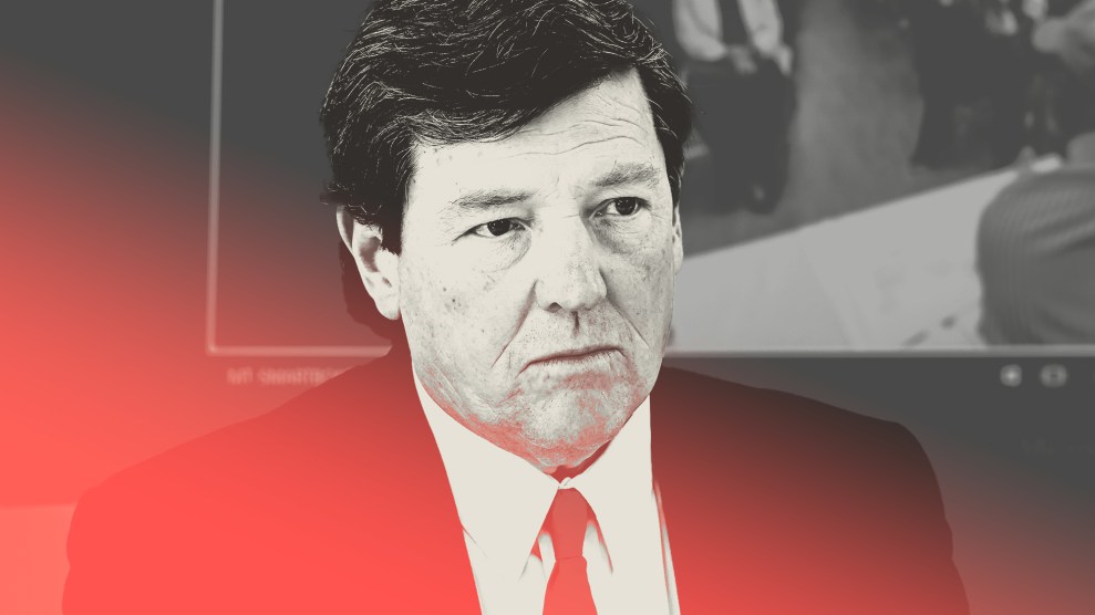 Treated portrait of Interim U.S. Attorney for the District of Columbia Ed Martin, who sits staring ahead in a suit and tie, unsmiling. He is overlaid with a red gradient that fades to the right corner.